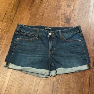 Express dark wash denim shorts
